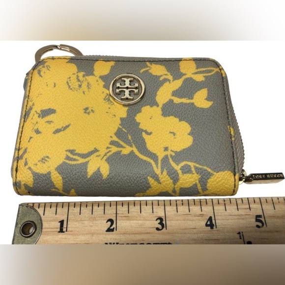 Tory Burch Robinson Mini Yellow & Grey Coin Purse - Picture 4 of 6